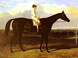 John Frederick Herring Snr Famous Paintings - a drak bay Race Horse, at Goodwood, T. Ryder up